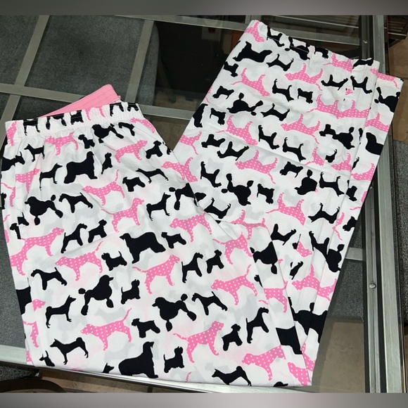 VS PINK ~ White w/ Black & Pink Dogs Pajama Pants - Picture 2 of 10